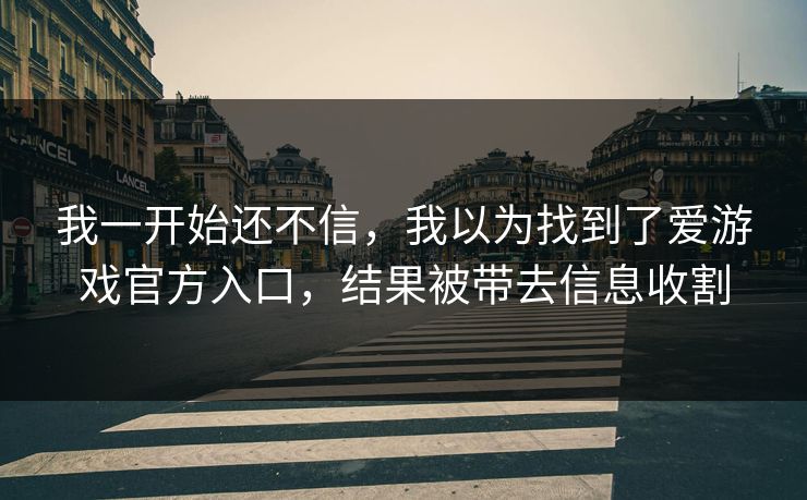 我一开始还不信，我以为找到了爱游戏官方入口，结果被带去信息收割