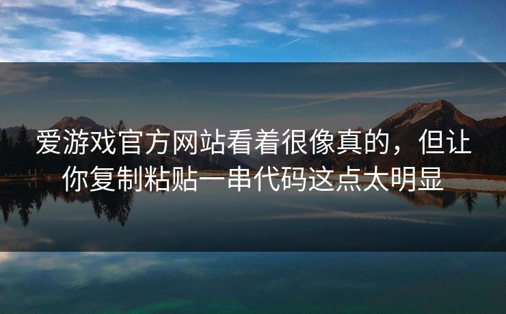 爱游戏官方网站看着很像真的，但让你复制粘贴一串代码这点太明显