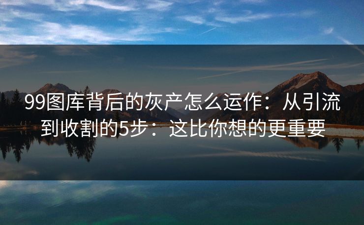 99图库背后的灰产怎么运作：从引流到收割的5步：这比你想的更重要